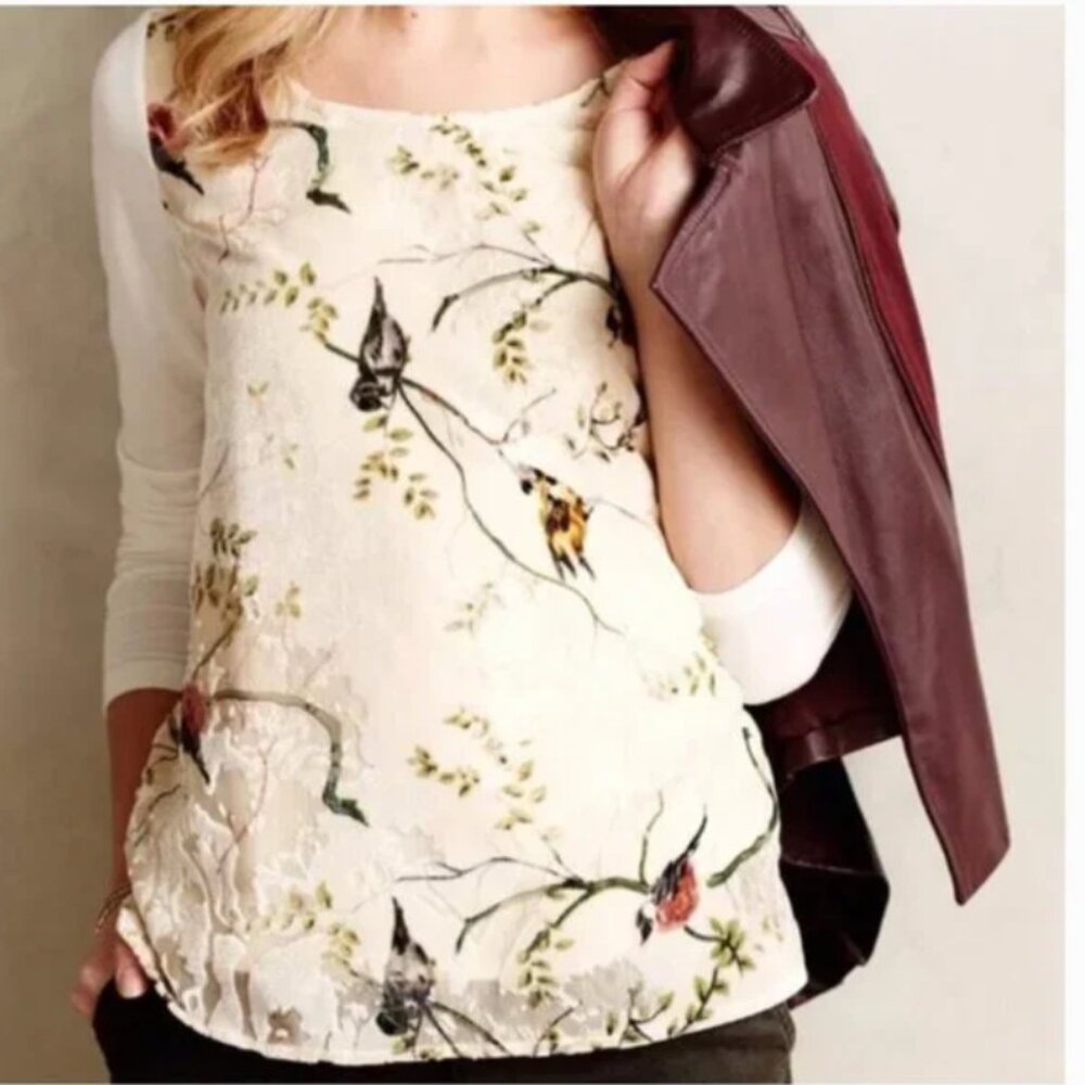 ⭐️Deletta Oak Song Bird Floral Velvet Boho Peasant Hipster Hippie Art Blouse Top